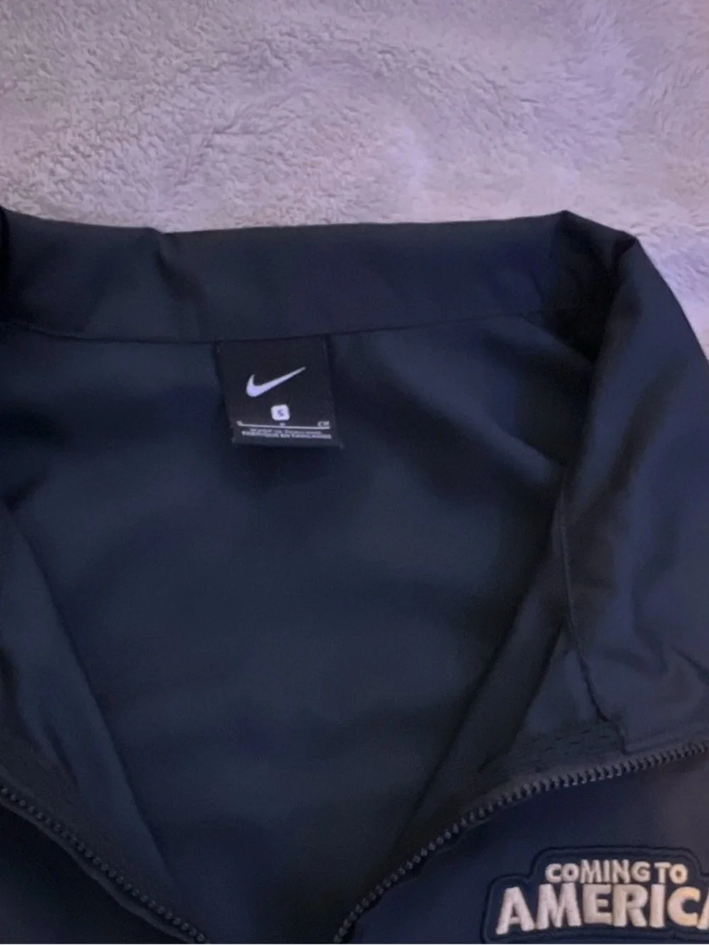 Nike Black Windbreaker Jacket with Gold Sleeve Tape